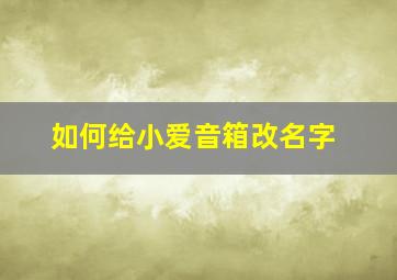 如何给小爱音箱改名字