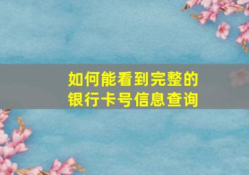 如何能看到完整的银行卡号信息查询