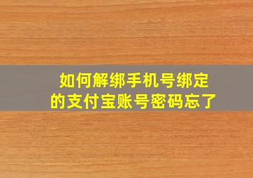 如何解绑手机号绑定的支付宝账号密码忘了