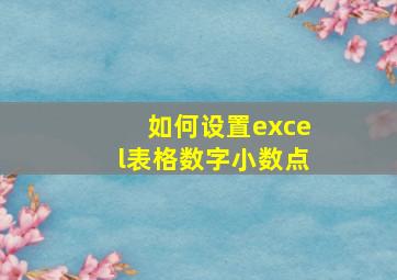 如何设置excel表格数字小数点