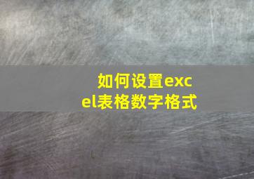 如何设置excel表格数字格式