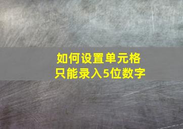 如何设置单元格只能录入5位数字