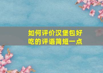 如何评价汉堡包好吃的评语简短一点