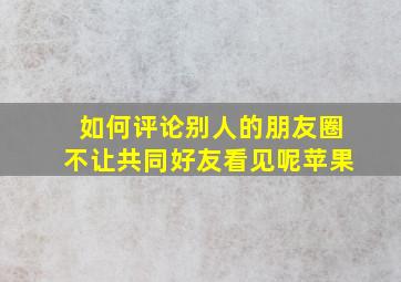 如何评论别人的朋友圈不让共同好友看见呢苹果