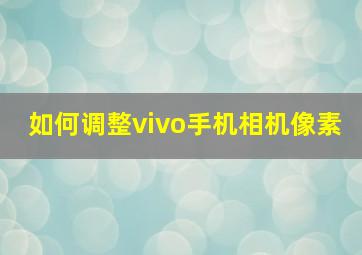 如何调整vivo手机相机像素