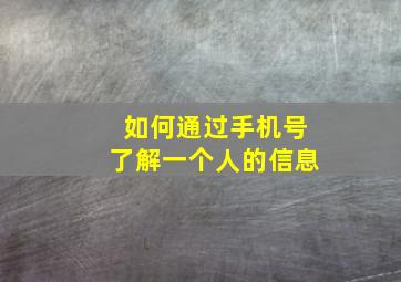 如何通过手机号了解一个人的信息