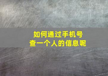 如何通过手机号查一个人的信息呢