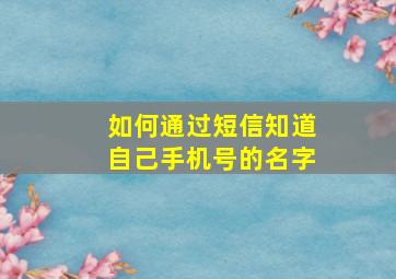 如何通过短信知道自己手机号的名字