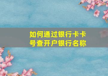 如何通过银行卡卡号查开户银行名称