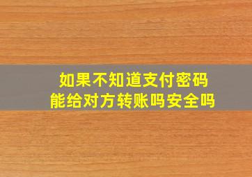 如果不知道支付密码能给对方转账吗安全吗