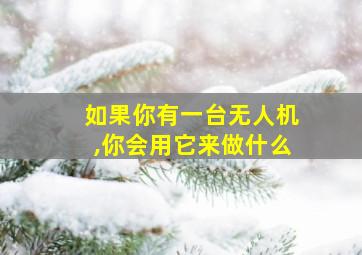 如果你有一台无人机,你会用它来做什么