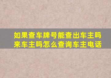 如果查车牌号能查出车主吗来车主吗怎么查询车主电话