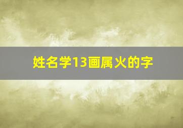 姓名学13画属火的字