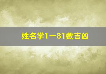 姓名学1一81数吉凶