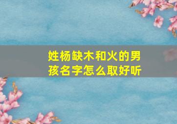 姓杨缺木和火的男孩名字怎么取好听