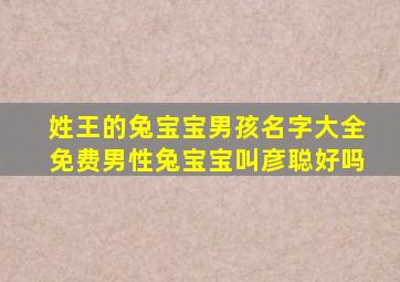 姓王的兔宝宝男孩名字大全免费男性兔宝宝叫彦聪好吗