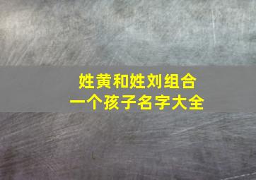 姓黄和姓刘组合一个孩子名字大全