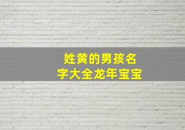 姓黄的男孩名字大全龙年宝宝