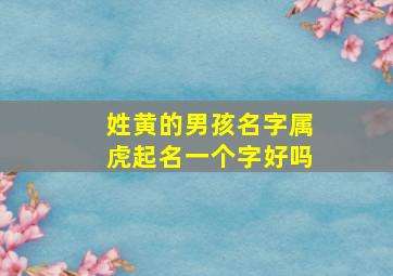 姓黄的男孩名字属虎起名一个字好吗