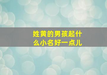 姓黄的男孩起什么小名好一点儿