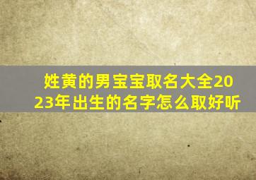 姓黄的男宝宝取名大全2023年出生的名字怎么取好听