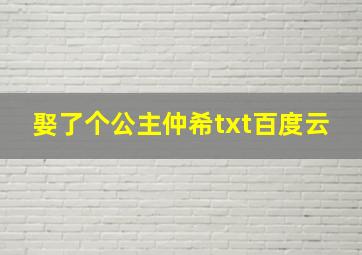 娶了个公主仲希txt百度云