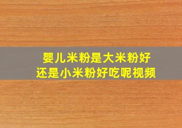 婴儿米粉是大米粉好还是小米粉好吃呢视频