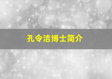 孔令洁博士简介