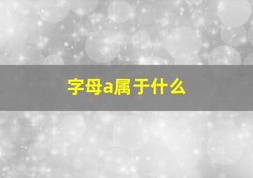 字母a属于什么