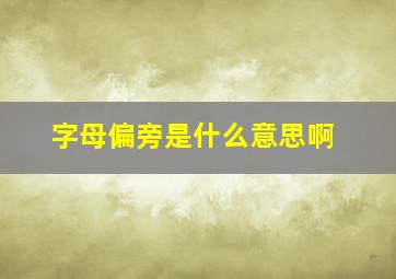 字母偏旁是什么意思啊