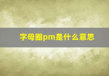 字母圈pm是什么意思