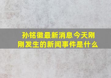 孙铭徽最新消息今天刚刚发生的新闻事件是什么