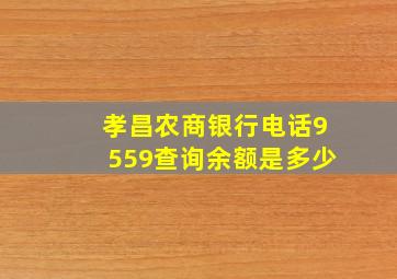 孝昌农商银行电话9559查询余额是多少