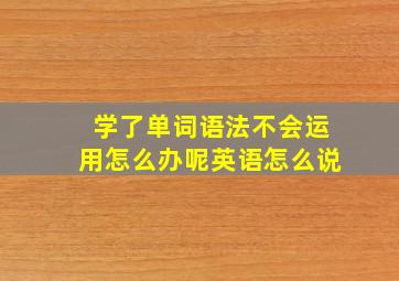 学了单词语法不会运用怎么办呢英语怎么说