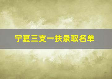 宁夏三支一扶录取名单