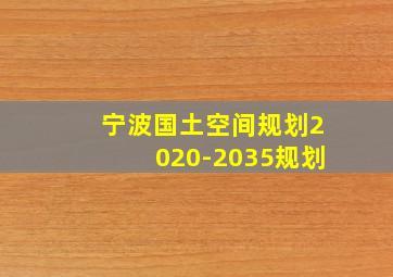 宁波国土空间规划2020-2035规划