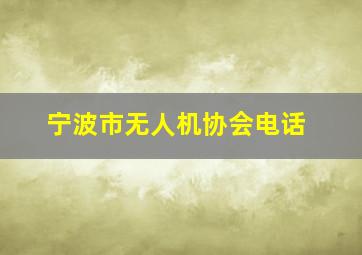 宁波市无人机协会电话