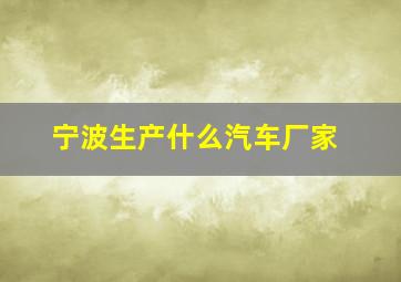 宁波生产什么汽车厂家