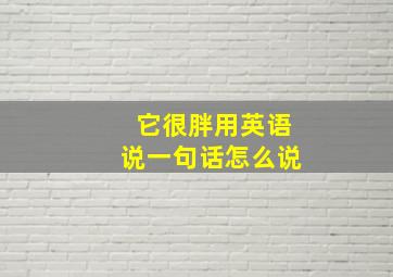 它很胖用英语说一句话怎么说