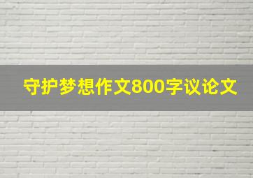 守护梦想作文800字议论文