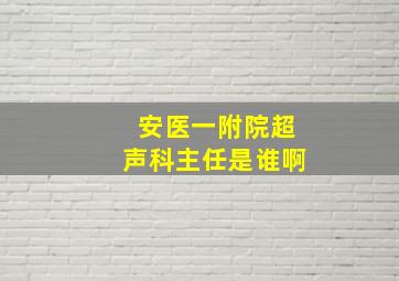 安医一附院超声科主任是谁啊