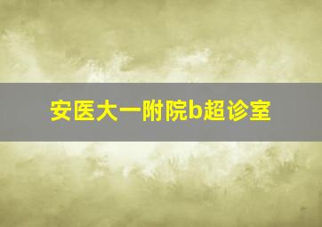 安医大一附院b超诊室