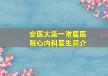 安医大第一附属医院心内科医生简介