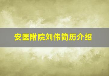 安医附院刘伟简历介绍