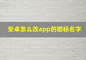 安卓怎么改app的图标名字