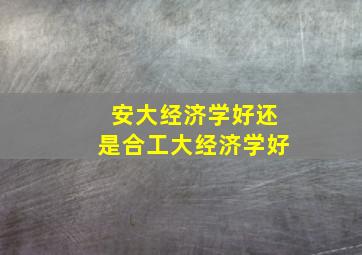 安大经济学好还是合工大经济学好