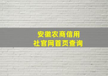 安徽农商信用社官网首页查询