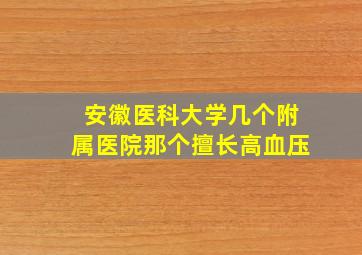 安徽医科大学几个附属医院那个擅长高血压