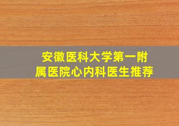 安徽医科大学第一附属医院心内科医生推荐