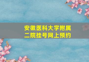 安徽医科大学附属二院挂号网上预约